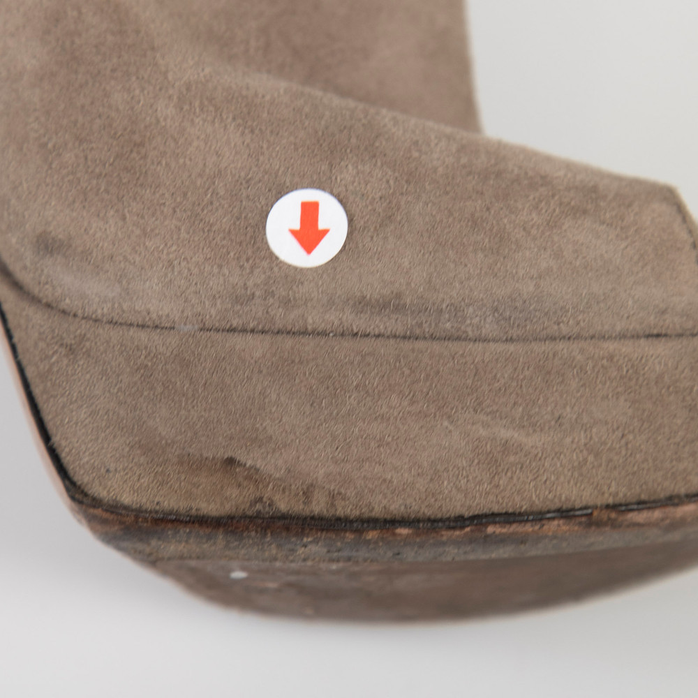 Prada Brown Suede Peep Toe Boots