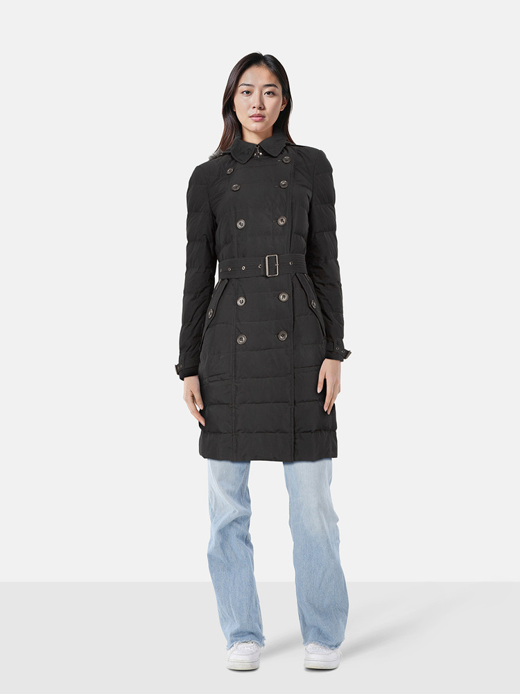 Burberry Black Fox Fur Trim Long Puffer Coat