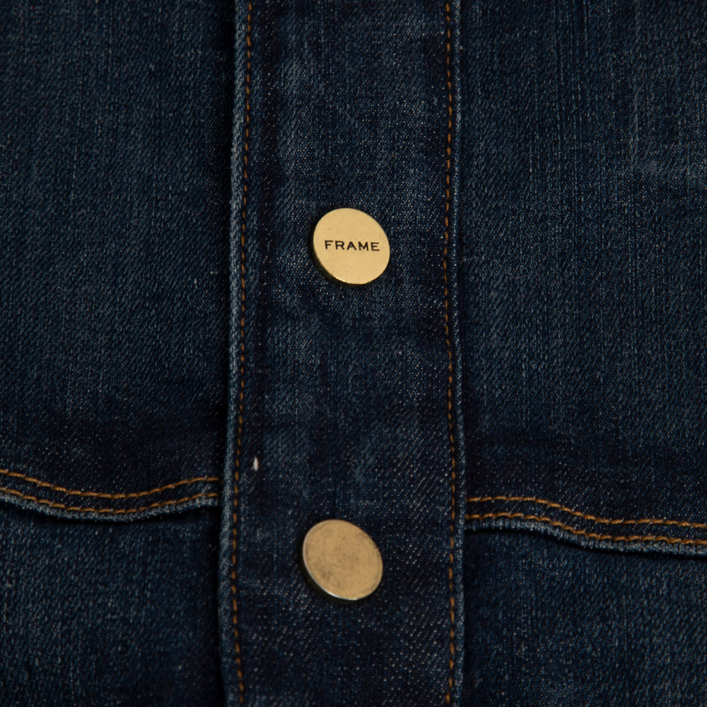 FRAME Navy Denim Skinny Leg Dungarees