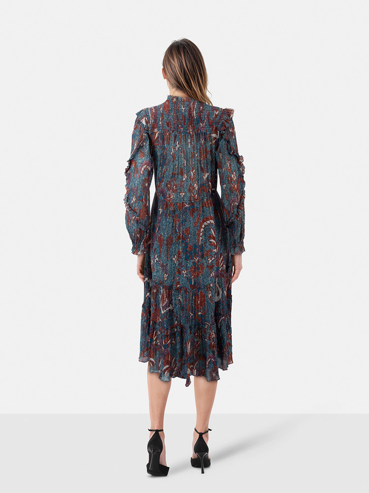 Ulla Johnson Floral & Metallic Detail Dress