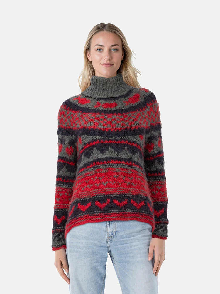 Moncler Abstract Wool Knit Turtleneck Jumper