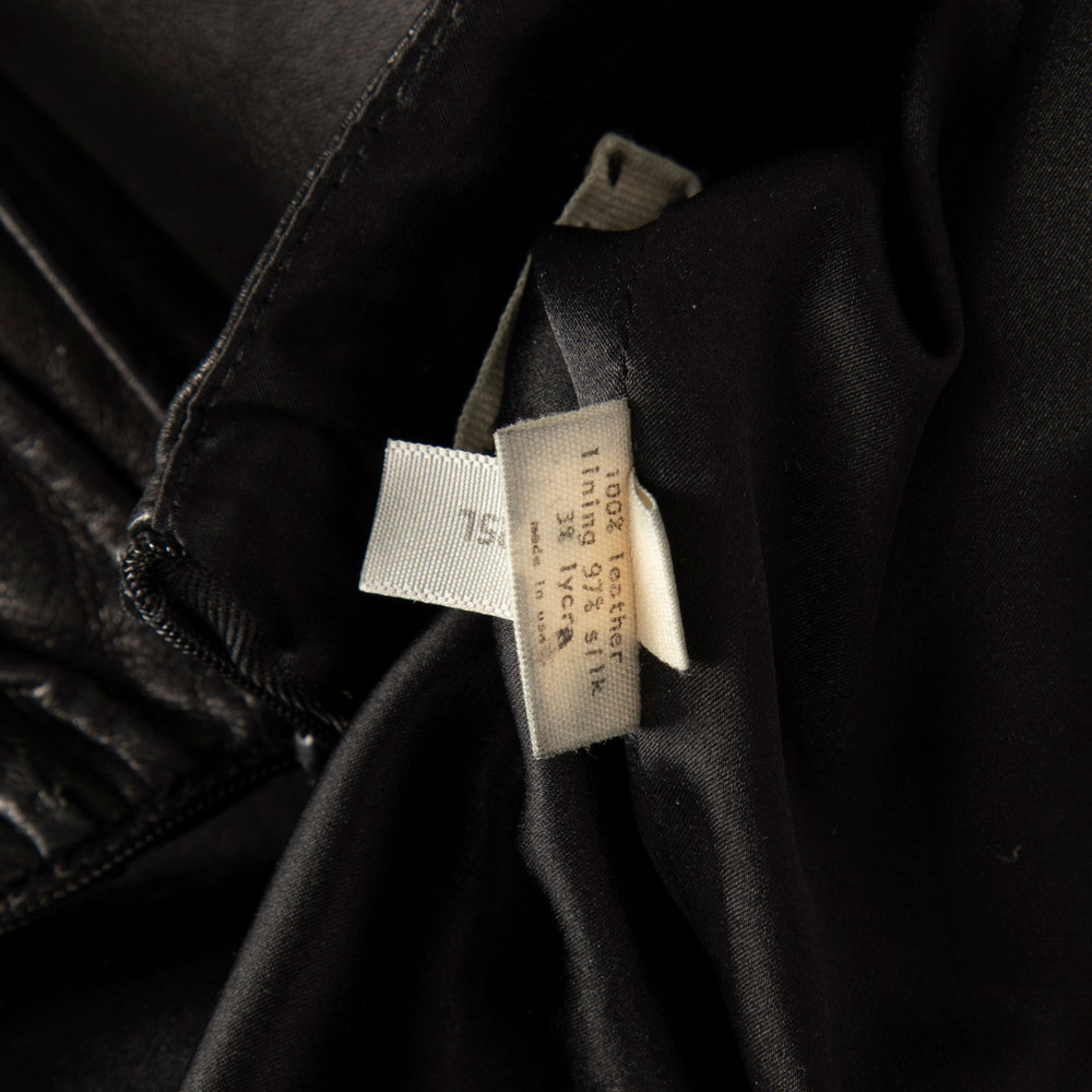 L'Agence Black Knee Length Leather Skirt
