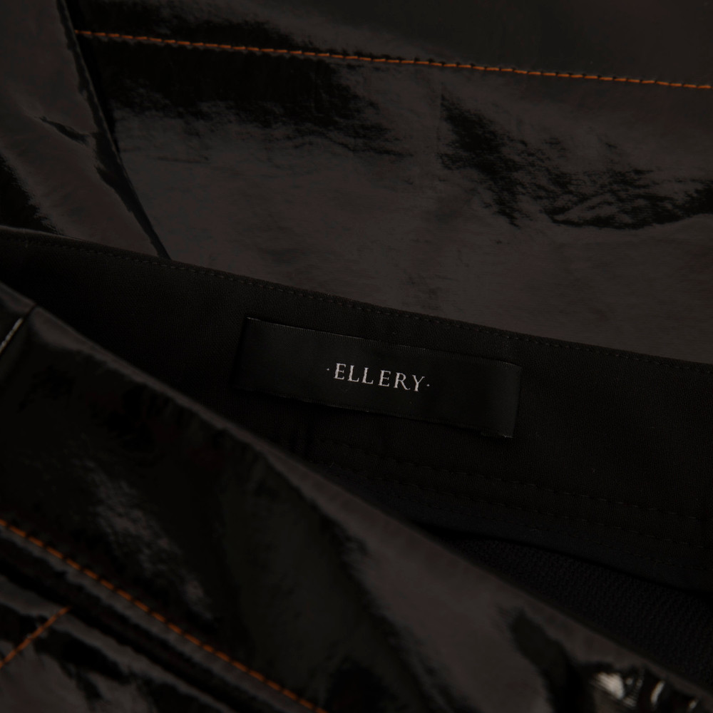 ELLERY Black Vegan Leather Outlaw Crop Flare Trousers