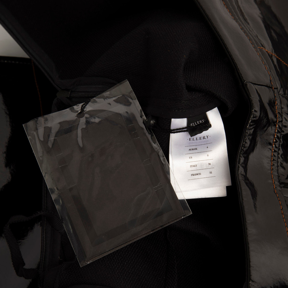 ELLERY Black Vegan Leather Outlaw Crop Flare Trousers