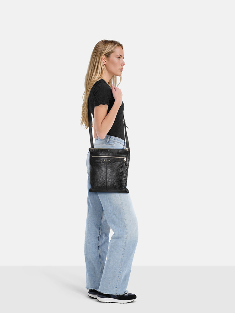 Balenciaga Black Leather Motocross Pouch Bag