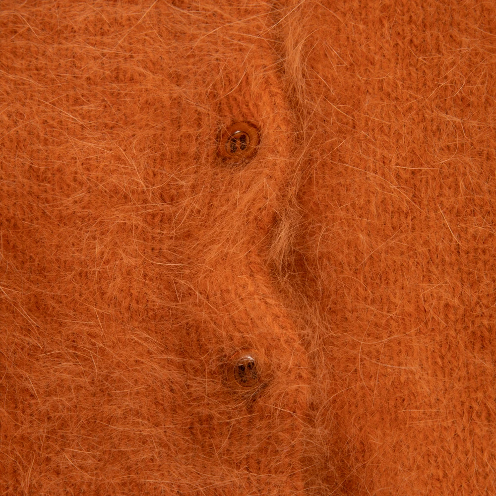 Valentino Garavani Orange Angora Mid Sleeves Cardigan