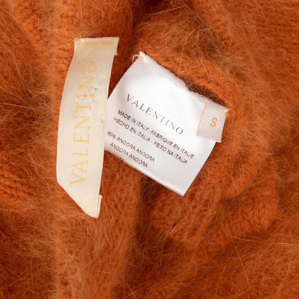Valentino Garavani Orange Angora Mid Sleeves Cardigan