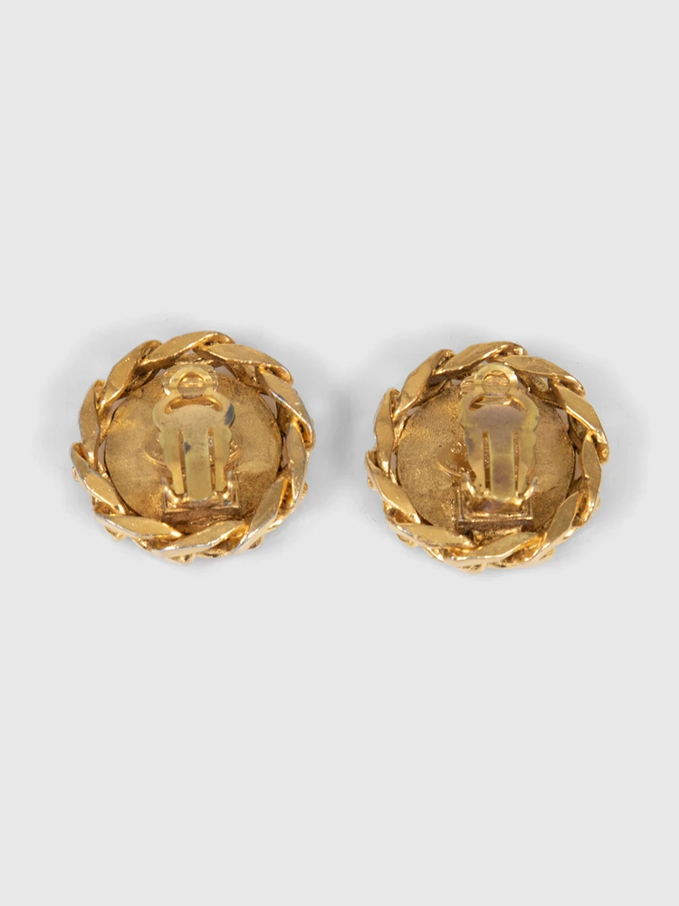 Chanel Vintage Gold CC Clip On Earrings