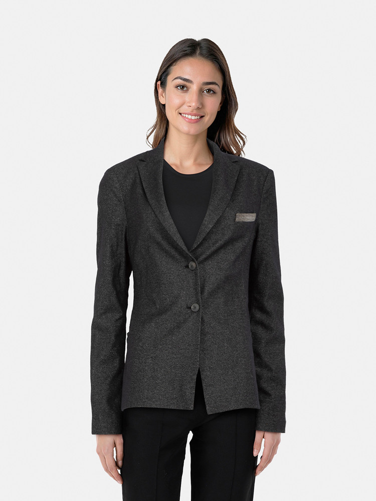 Fabiana Filippi Grey Single Breasted Blazer Jacket