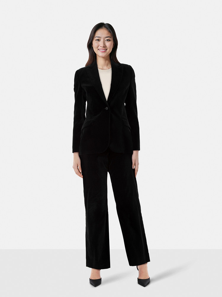 Raey Black Velvet Jacket & Trouser Suit Set