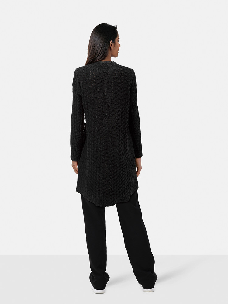 Alice + Olivia Black Rose Detail Long Jacket