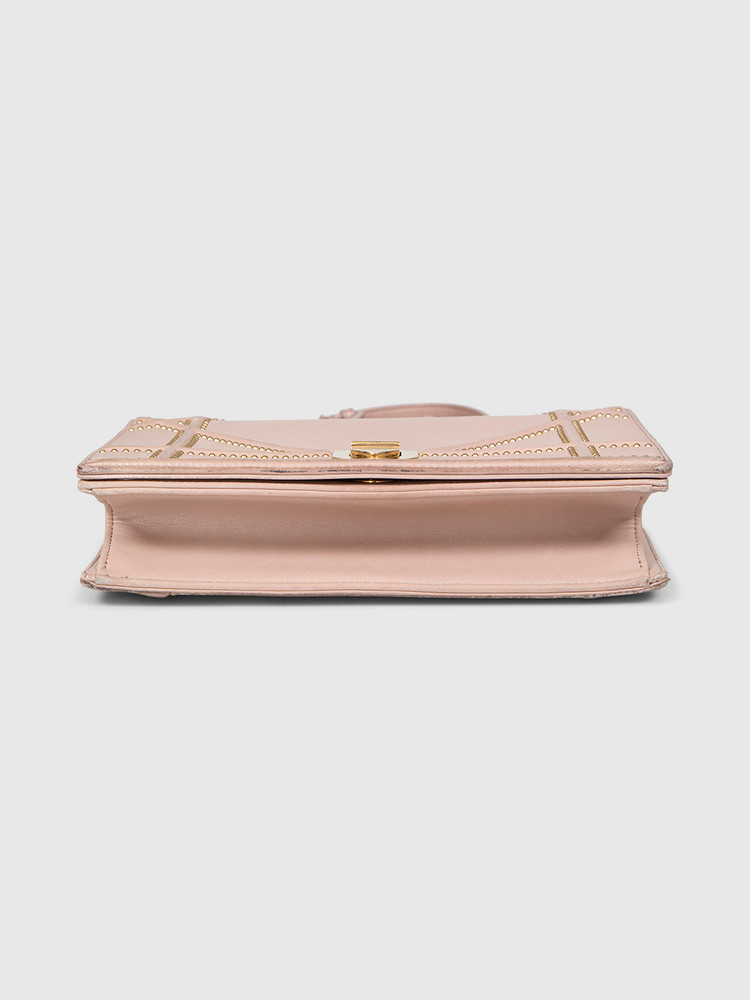 Dior Beige Leather Studded Diorama Shoulder Bag