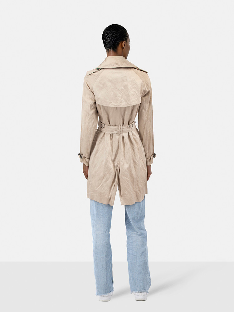 Burberry Beige Double Breasted Mid Trench Coat