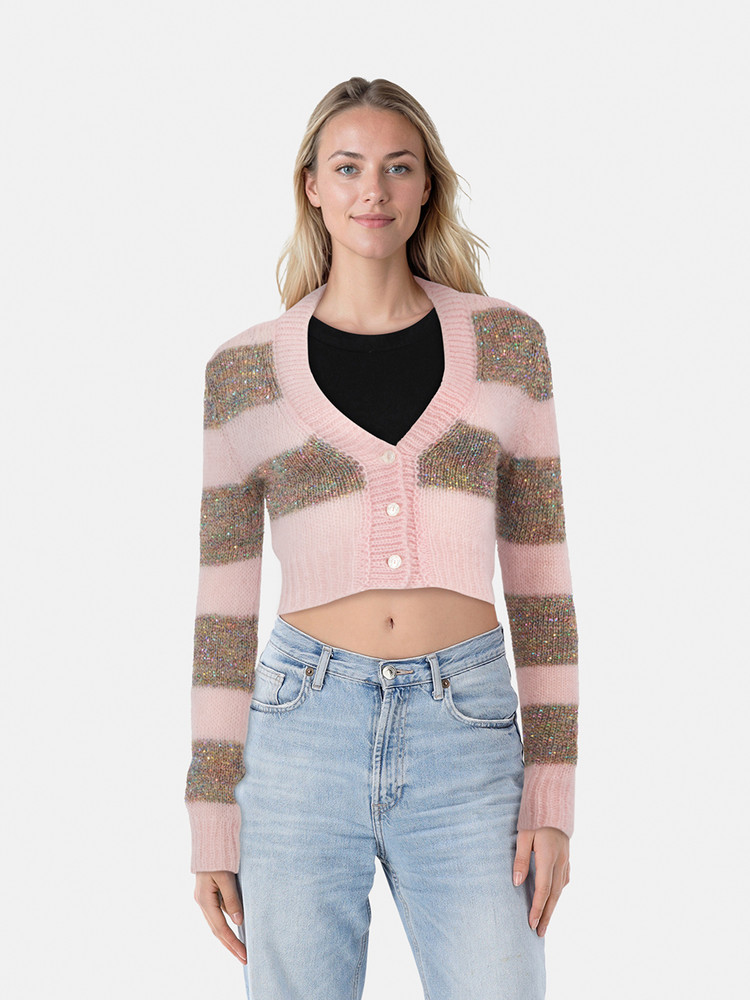 Marni Multicolour Striped Sequin Cardigan