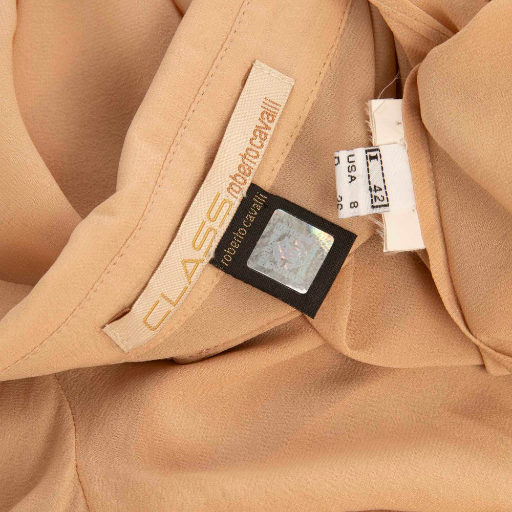 Roberto Cavalli Class Roberto Cavalli  Beige Pin Tuck Detail Blouse