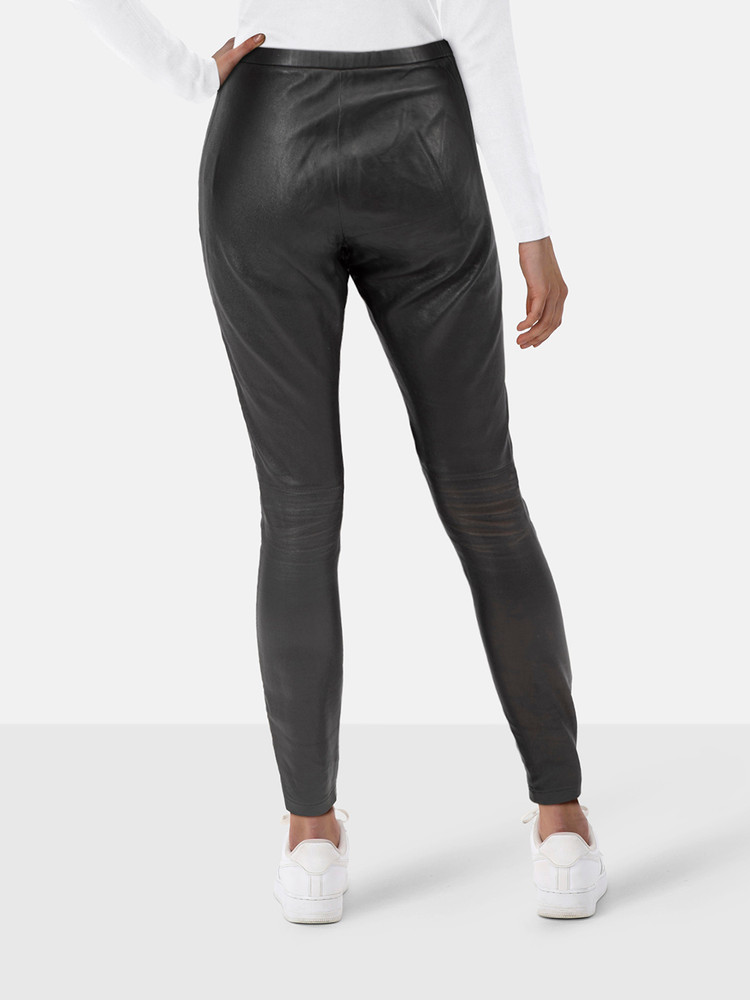Emilio Pucci Black Leather Zipped Leggings