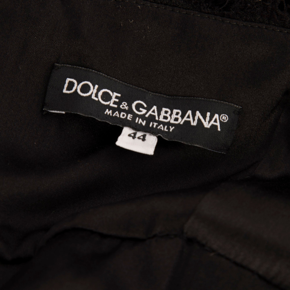 Dolce & Gabbana Black Floral Lace Strap Mini Dress
