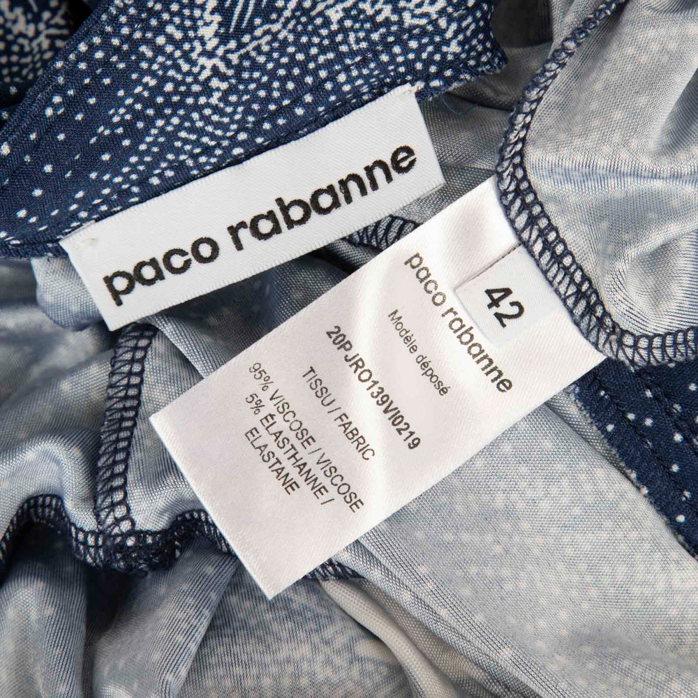 Paco Rabanne Blue Star Print Long Sleeve Dress