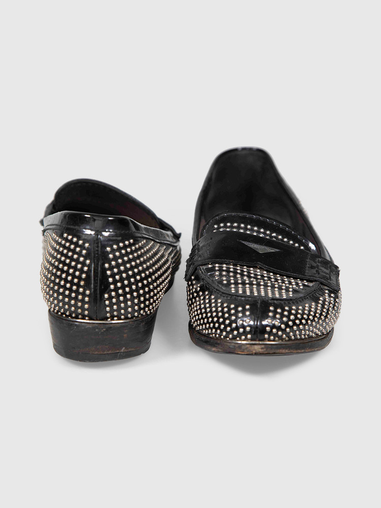 Miu Miu Black Patent Studded Loafers