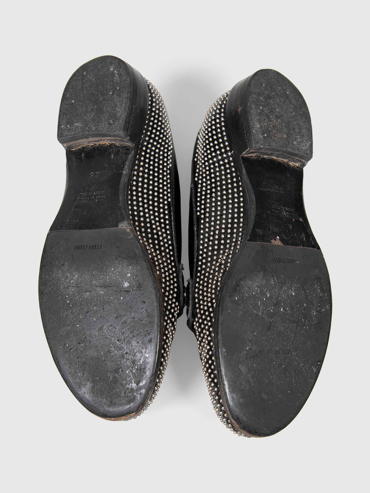Miu Miu Black Patent Studded Loafers