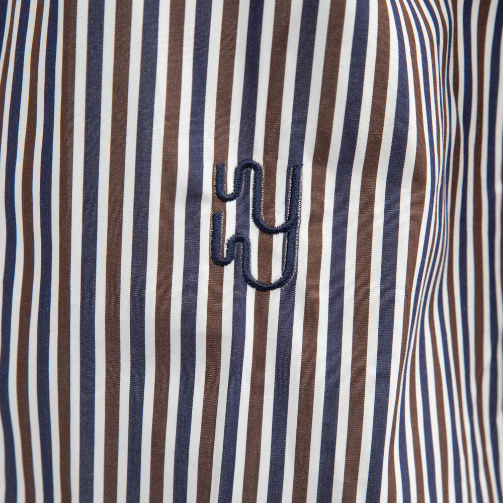Yaitte Brown & Navy Striped Shirt