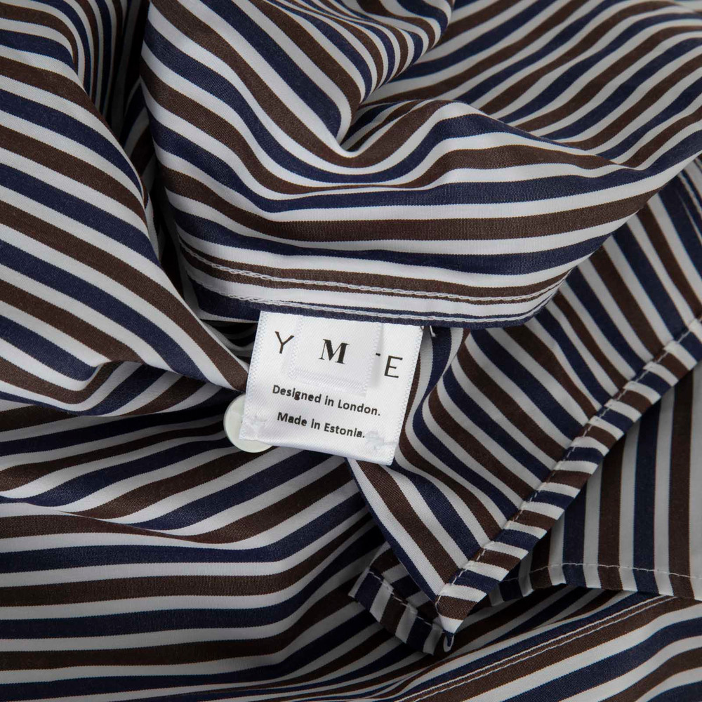 Yaitte Brown & Navy Striped Shirt