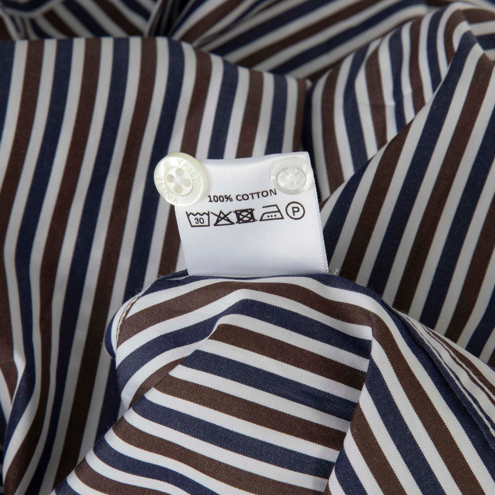 Yaitte Brown & Navy Striped Shirt