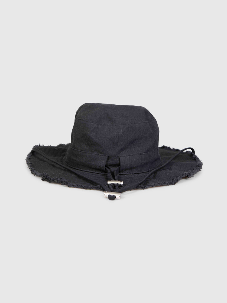 Jacquemus Black Raw Edge Sun Hat