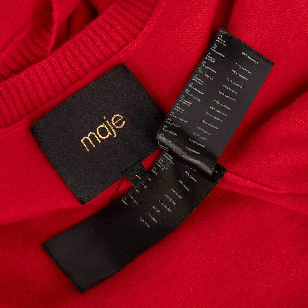 Maje Red Cashmere Logo Embroidered Jumper