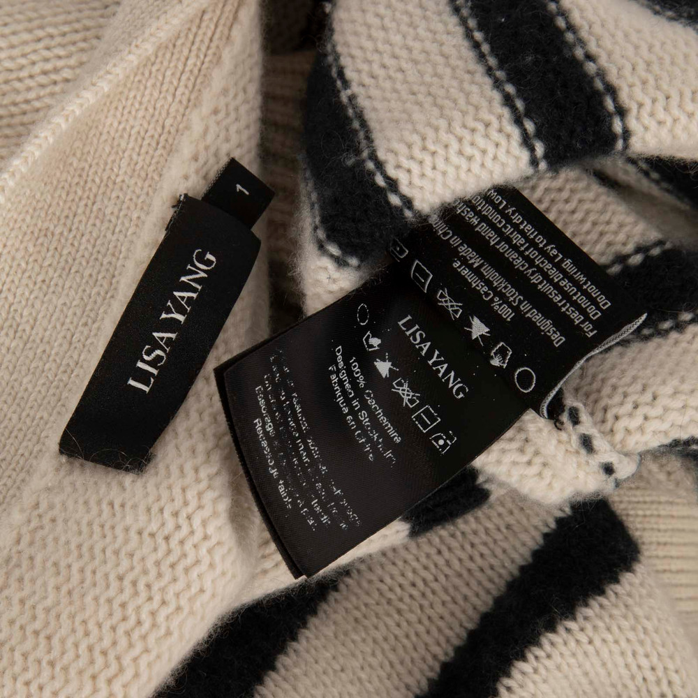 Lisa Yang Ecu & Navy Cashmere Striped Cardigan