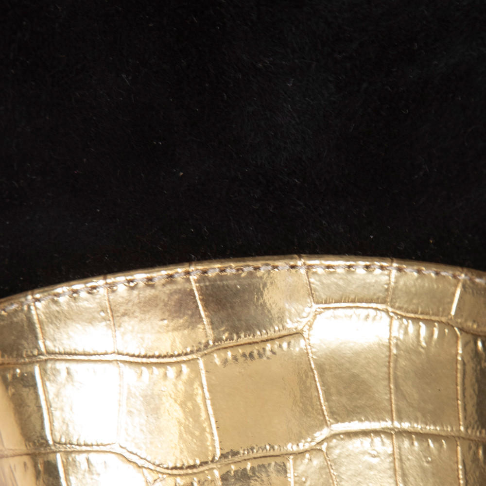 Paris Texas Black Suede Gold Cap Toe Boots