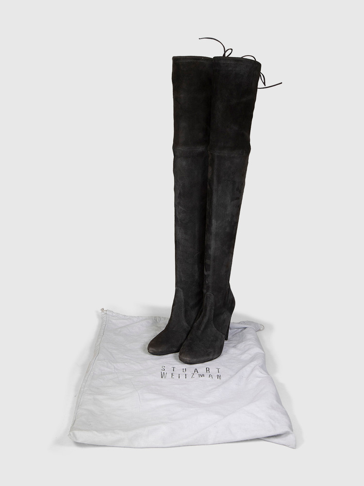 Stuart Weitzman Grey Knee High Suede Boots
