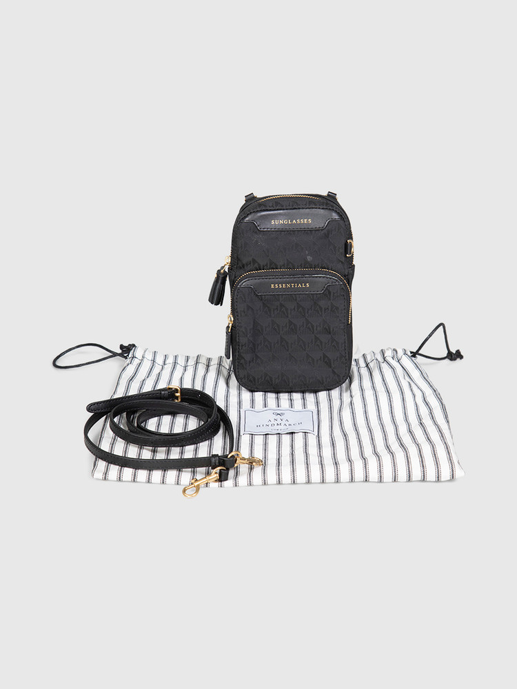 Anya Hindmarch Black Logo Print Crossbody Bag