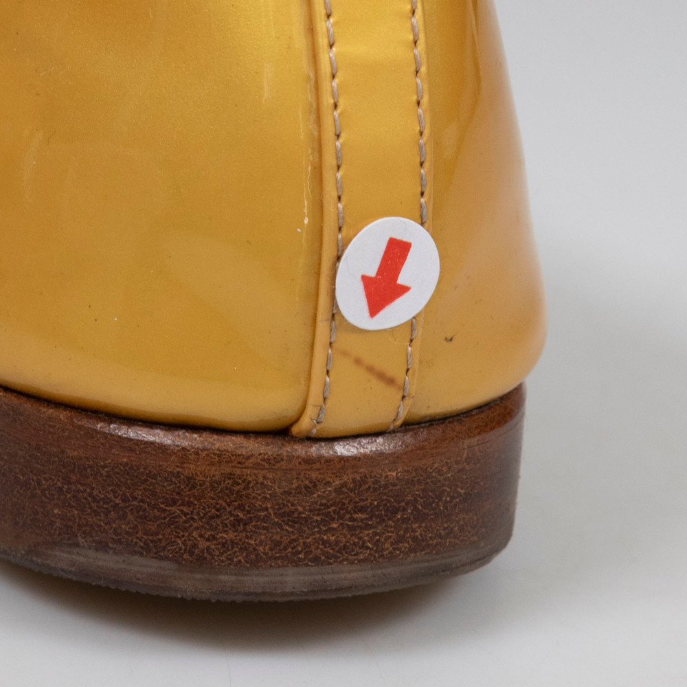 Chanel Gold Patent CC Cap Toe Ballet Flats