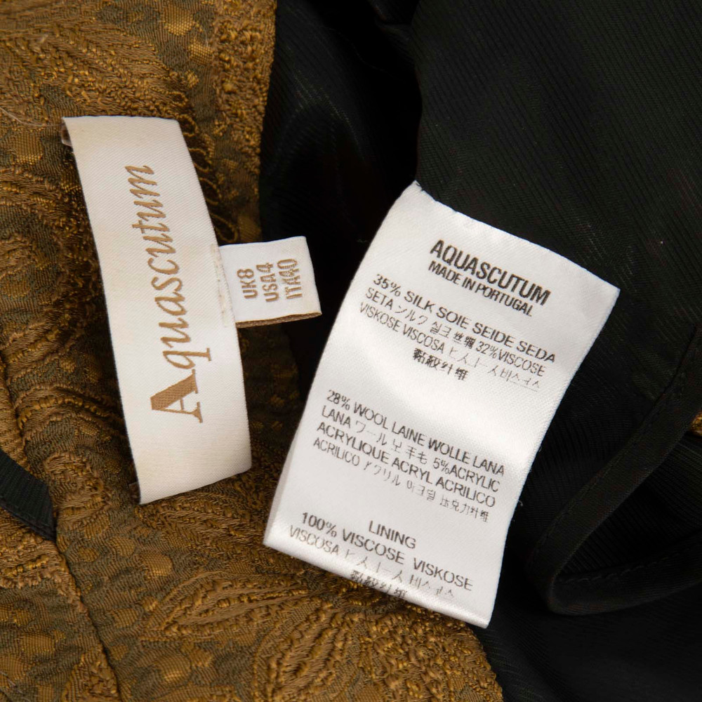 Aquascutum Gold Silk Floral Single Breasted Jacket
