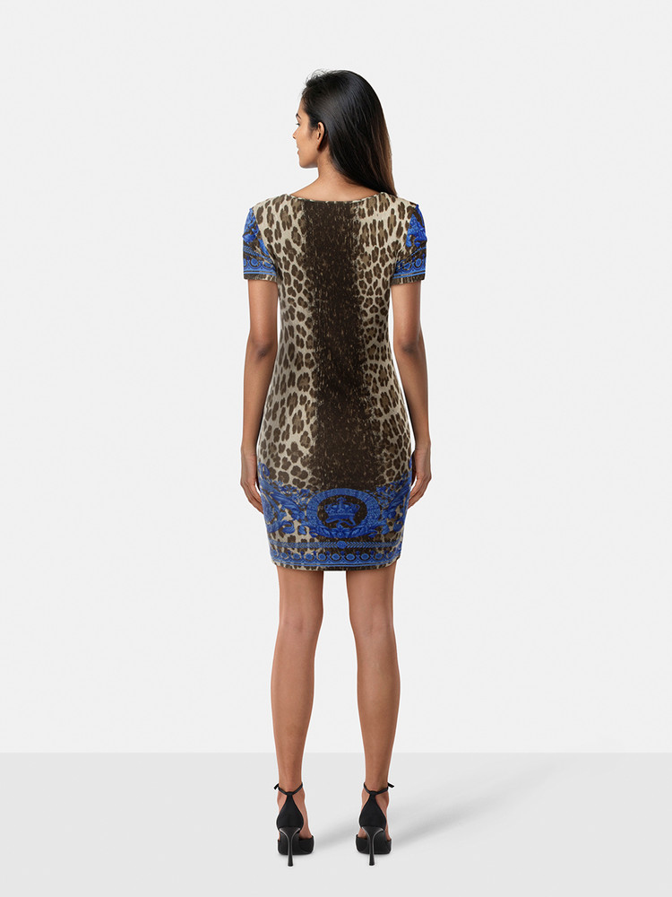 Versace Leopard Print Short Sleeve Dress