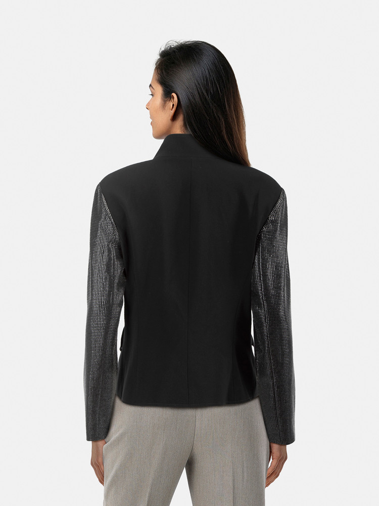 St. John Black Studded Sleeves Blazer