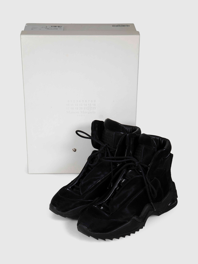 Maison Margiela Black Lace Up High Top Trainers