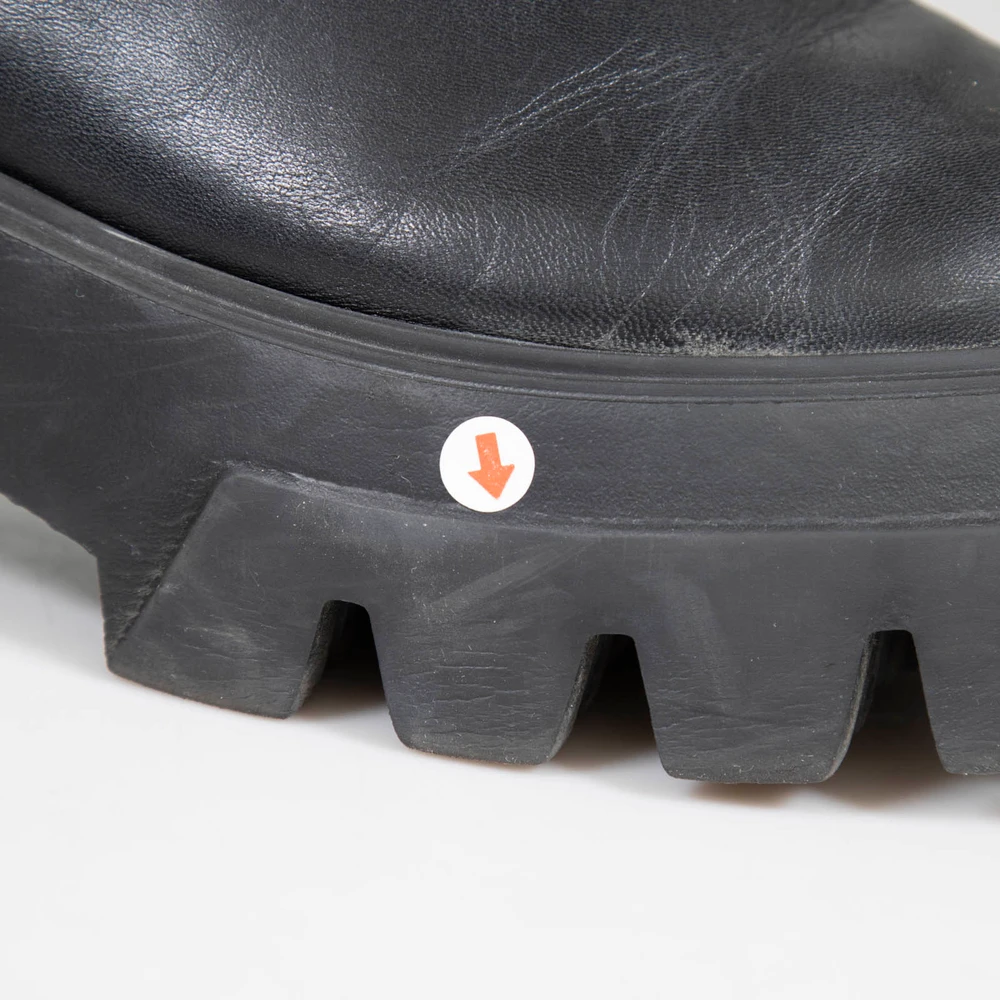 Essentiel Antwerp Black Leather Platform Lug Boots