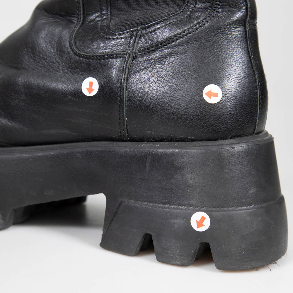Essentiel Antwerp Black Leather Platform Lug Boots