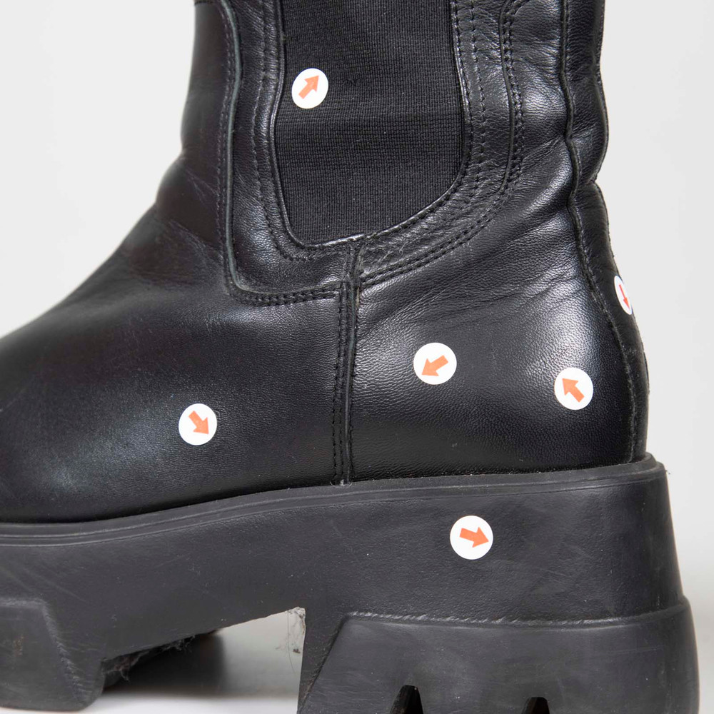 Essentiel Antwerp Black Leather Platform Lug Boots
