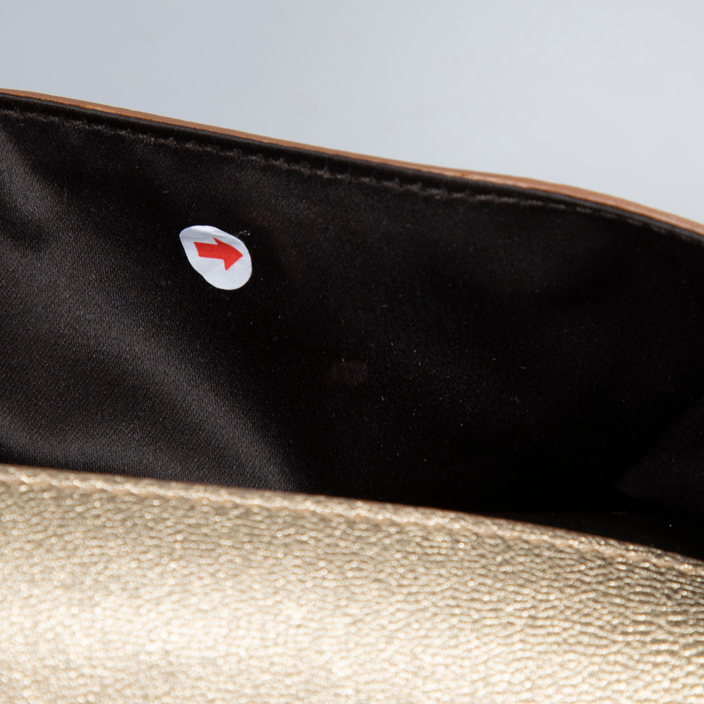 Saint Laurent Gold Leather Logo Clutch Bag