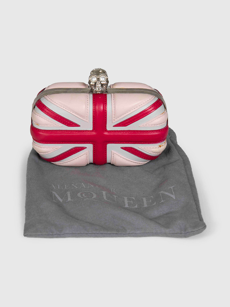 Alexander McQueen Pink Union Jack Skull Clutch