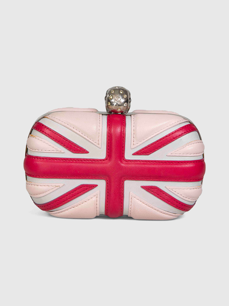 Alexander McQueen Pink Union Jack Skull Clutch