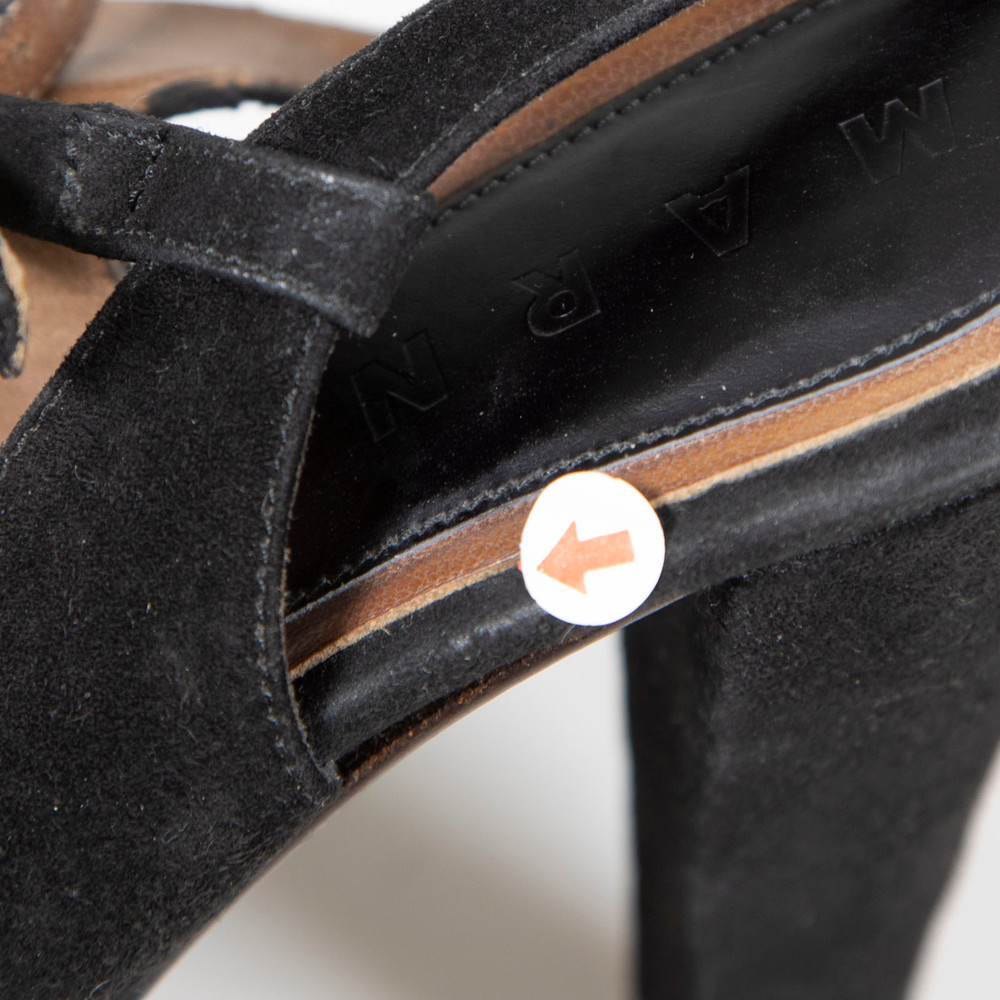 Marni Black Suede Platform Ankle Strap Heels