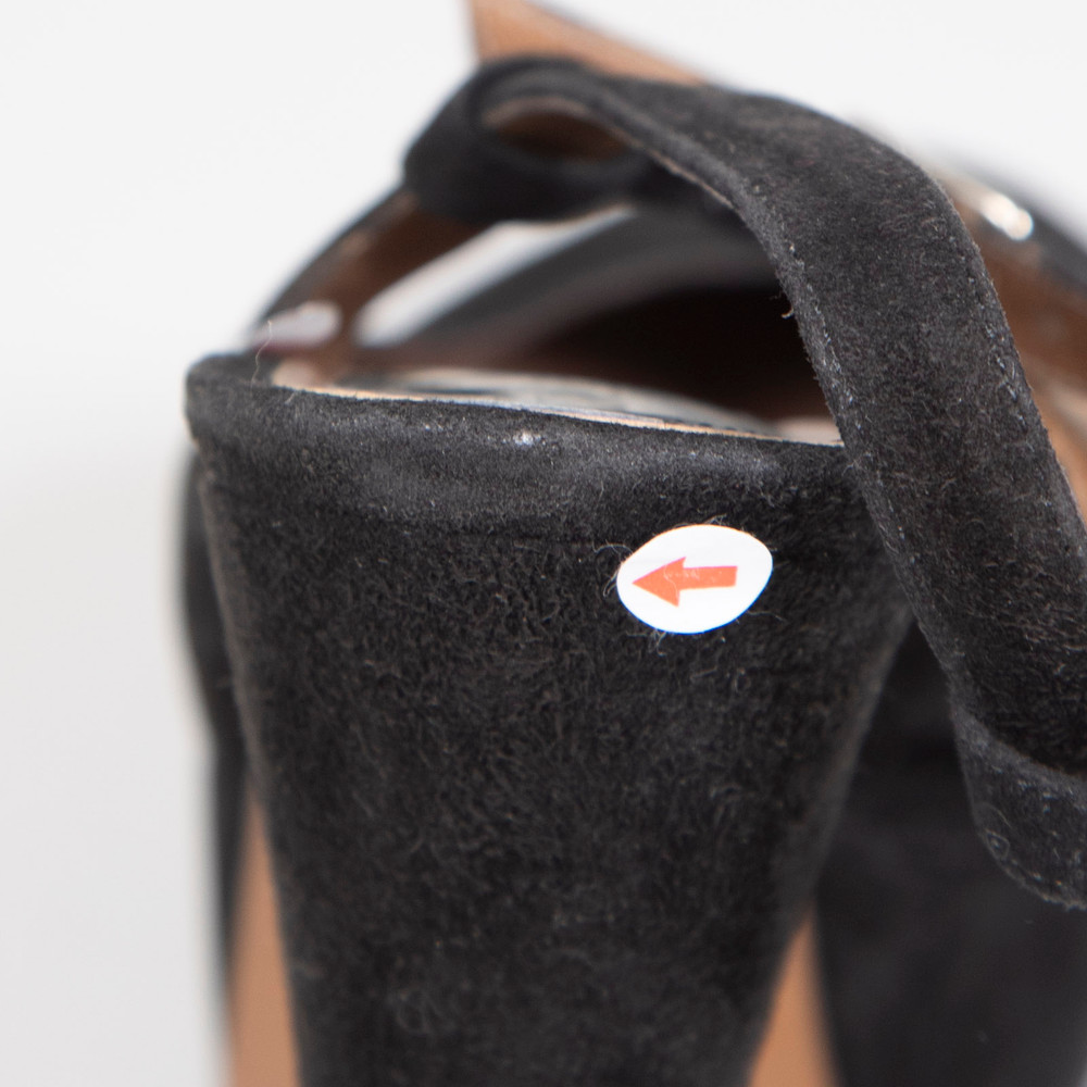 Marni Black Suede Platform Ankle Strap Heels