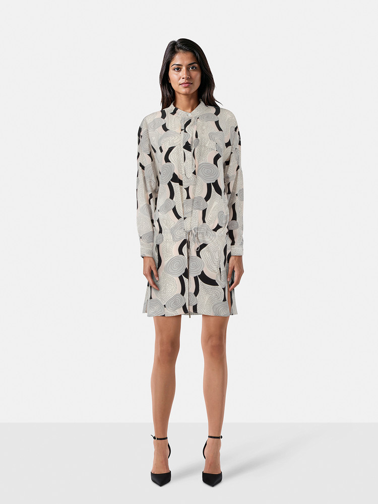 Diane Von Furstenberg Abstract Silk Shirt Dress