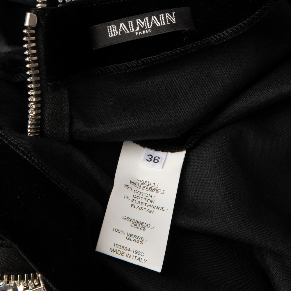 Balmain Silver Rhinestone Striped Mini Dress