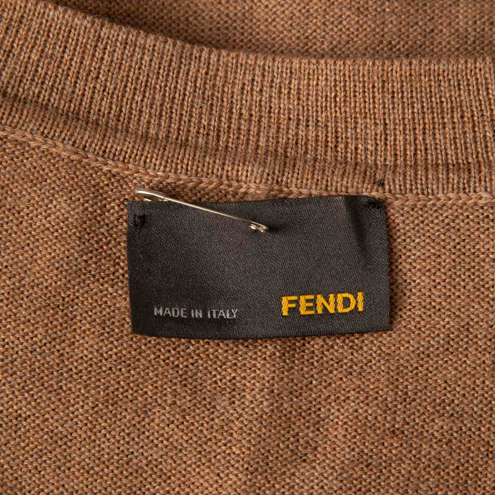 Fendi Brown Fur Trim Neckline Mini Dress