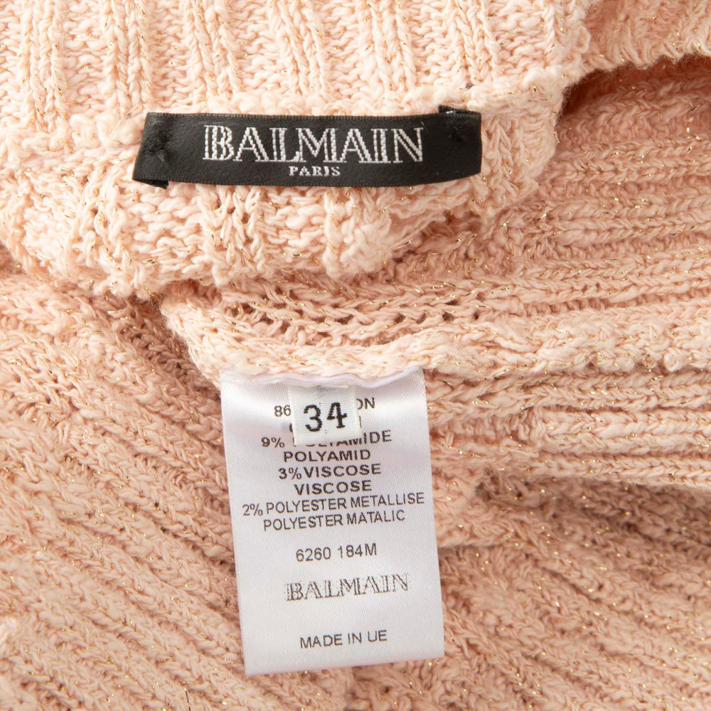 Balmain Pink Sheer Long Sleeve Sweater